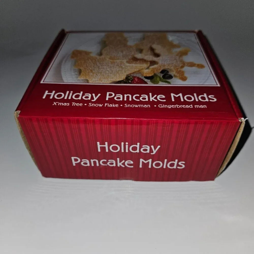 4 Holiday Pancake Molds Christmas Tree Snowflake Snowman Gingerbread NEVER USED